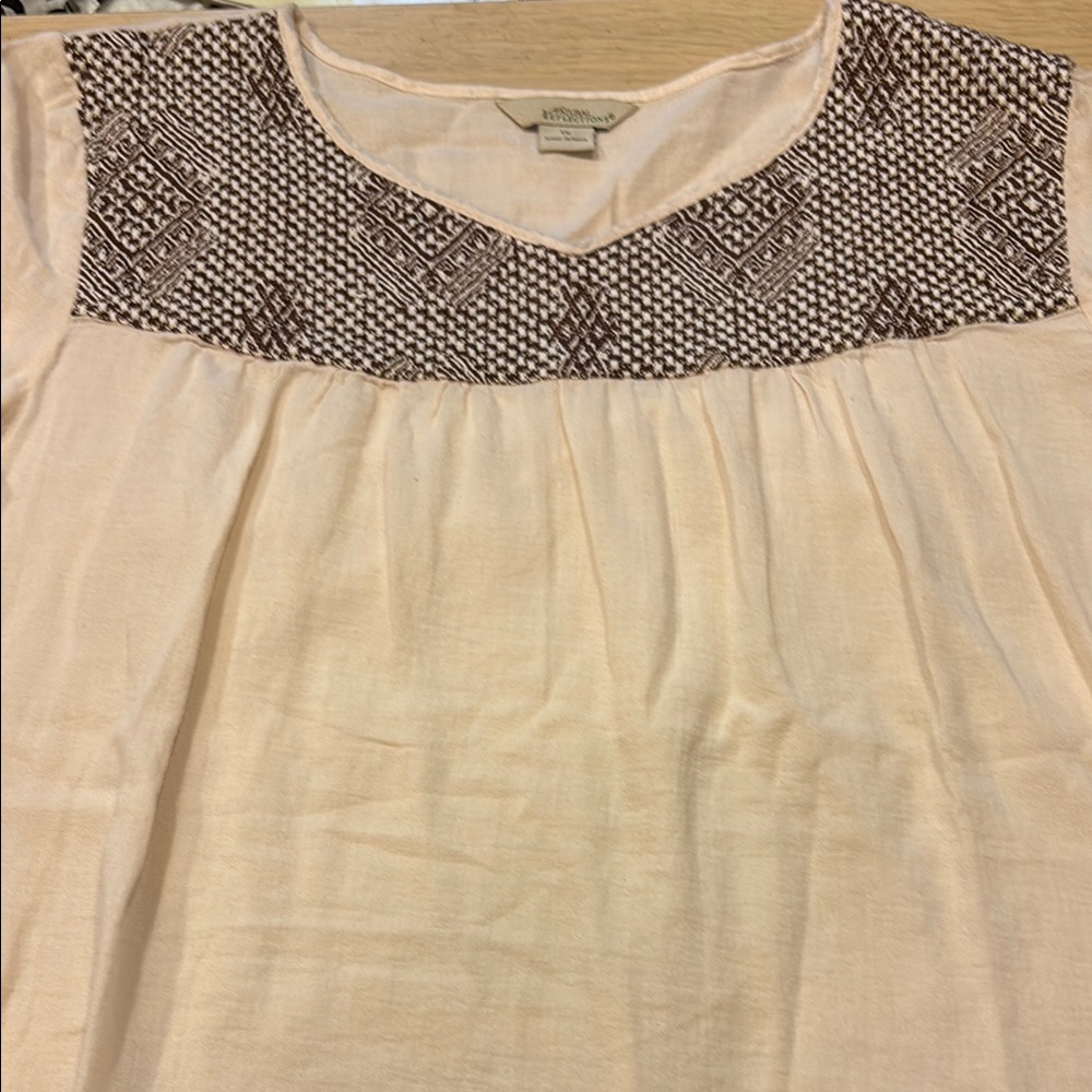 Women's Cream Top with Brown Pattern